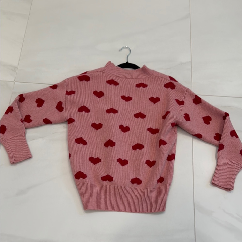Pink Heart Pattern Sweater